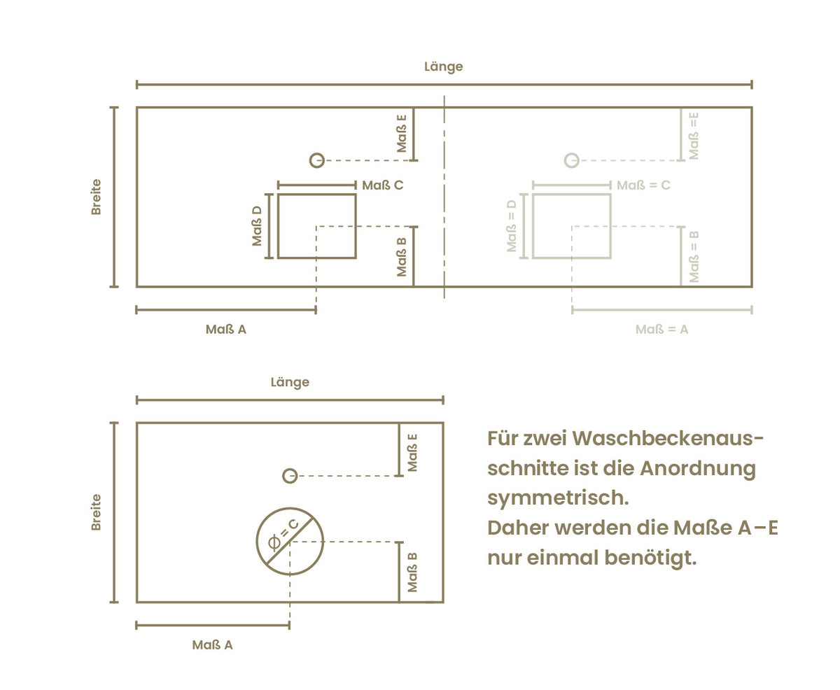 Skizze als Anleitung zum Ausmessen der Waschtischplatten