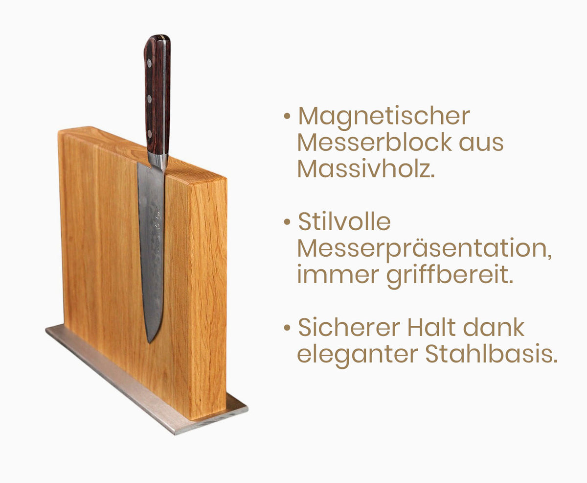 Magnetischer Messerblock aus Eichenholz